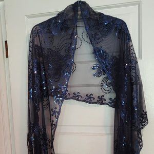 Navy blue sequin shawl
